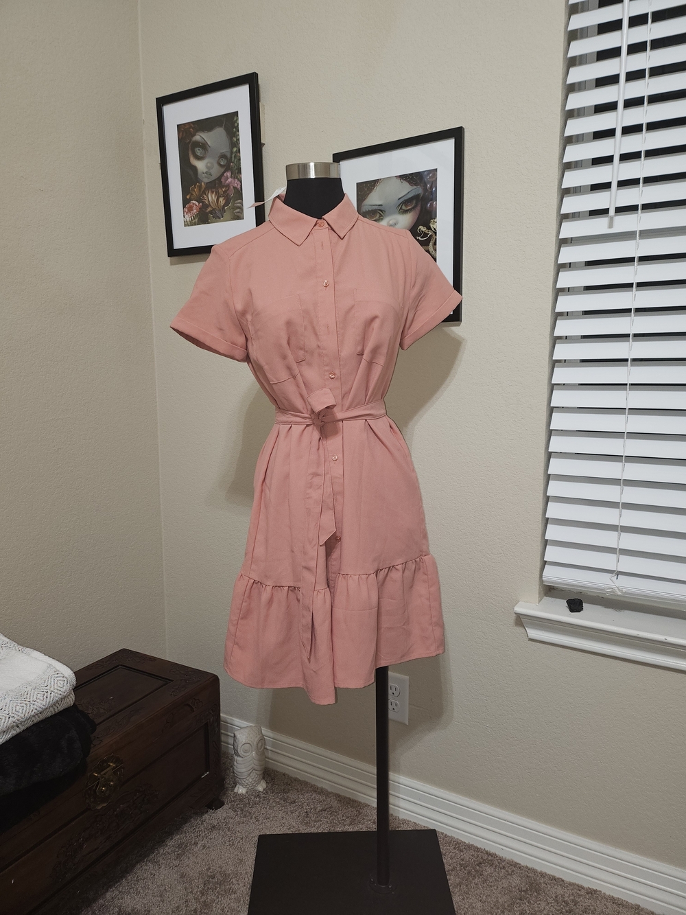Madison Shirt Dress with Tie Waist Sz M